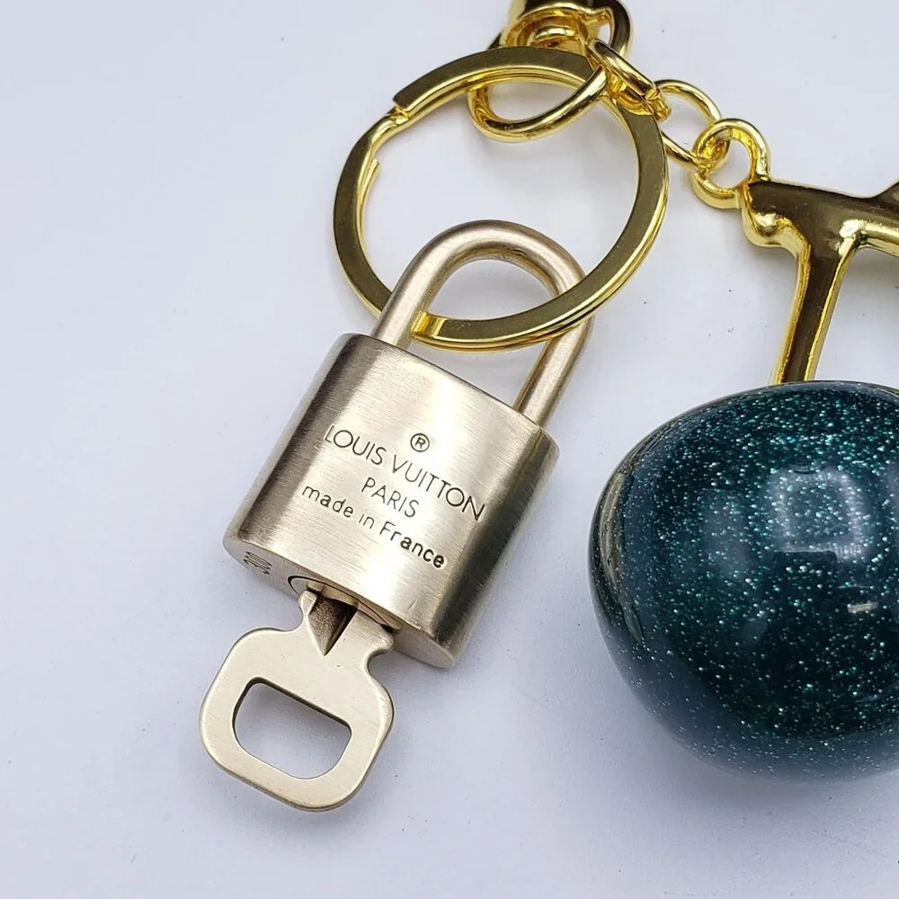 Authentic Louis Vuitton Lock & Key with Unbranded Apple Charm, Keychain